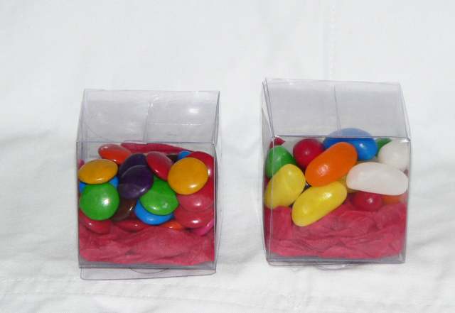Clear Plastic PVC 5cm Cube Gift Box - Wedding Anniversary Christening Favor